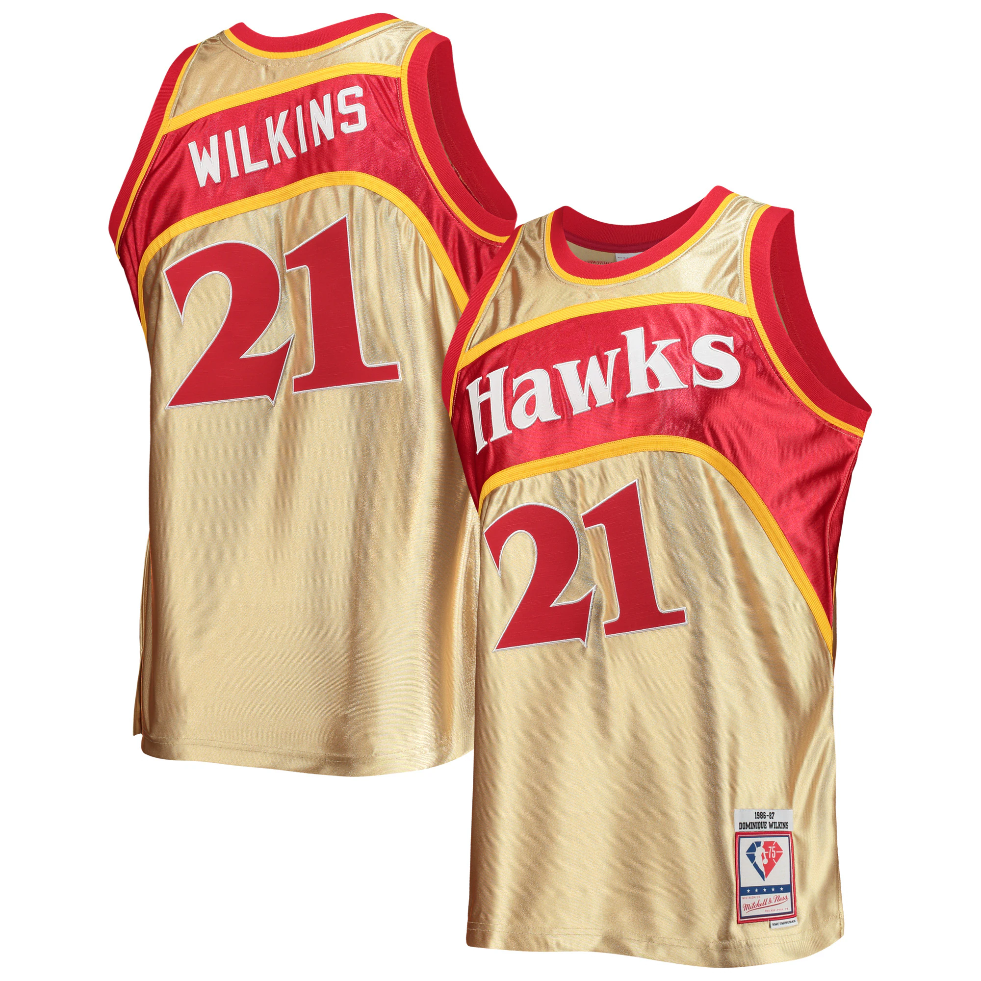 Dominique Wilkins Atlanta Hawks Mitchell & Ness 75th Anniversary 1986/87 Hardwood Classics Swingman Jersey – Gold