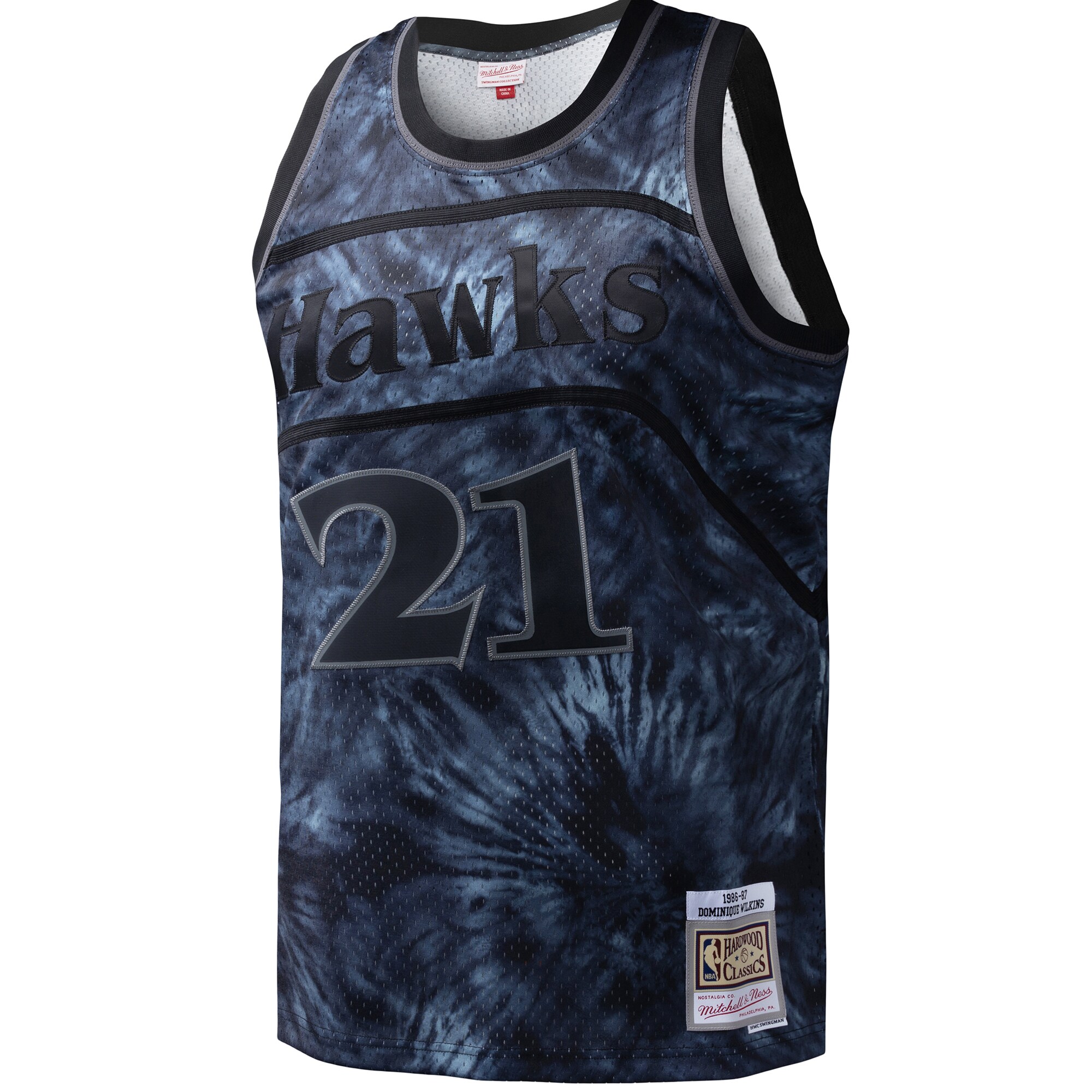 Alternative view of Dominique Wilkins Atlanta Hawks Mitchell & Ness Hardwood Classics 1986/87 Tie-dye Swingman Jersey - Black