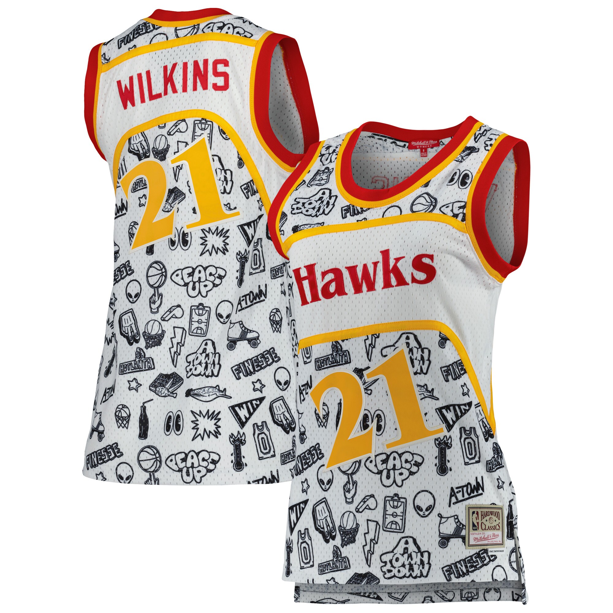 Alternative view of Dominique Wilkins Atlanta Hawks Mitchell & Ness Women's 1986 Doodle Swingman Jersey - White
