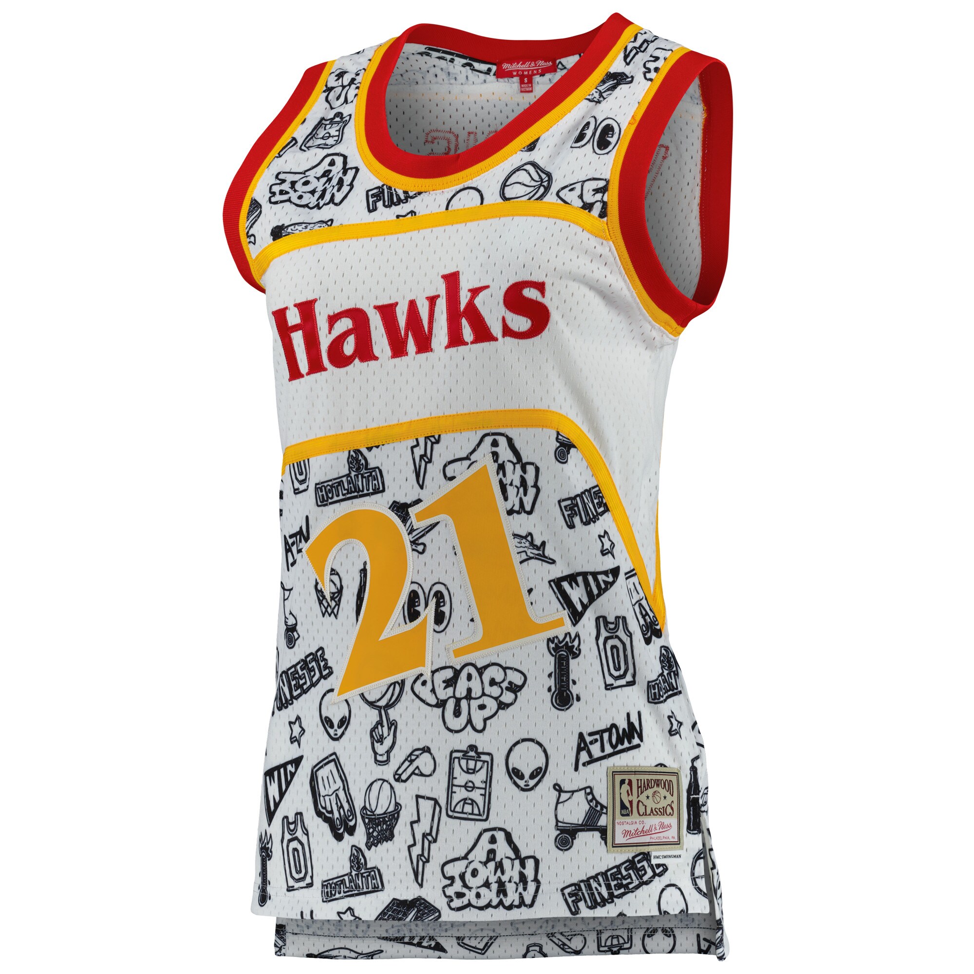 Alternative view of Dominique Wilkins Atlanta Hawks Mitchell & Ness Women's 1986 Doodle Swingman Jersey - White