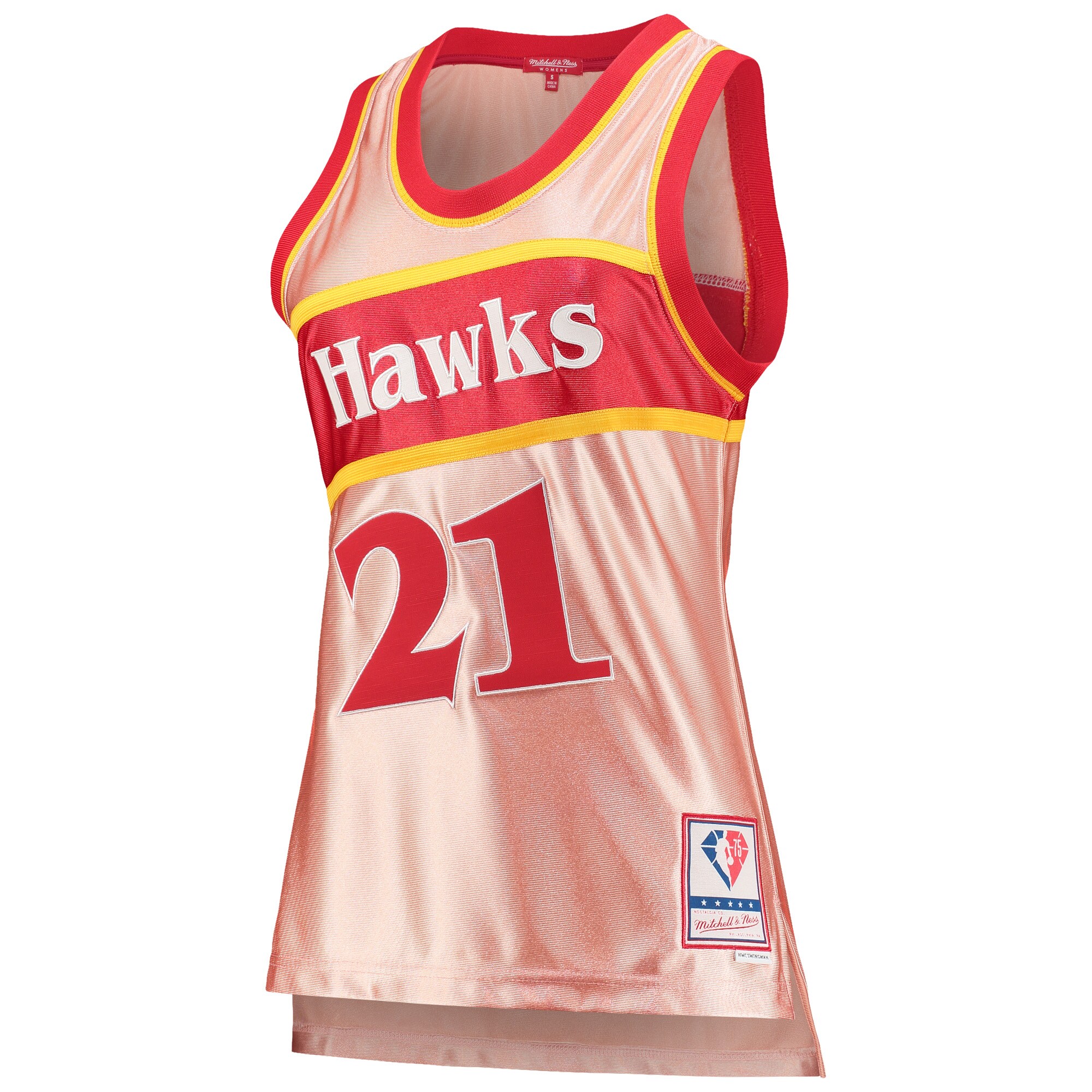 Alternative view of Dominique Wilkins Atlanta Hawks Mitchell & Ness Women's 75th Anniversary Rose Gold 1986 Swingman Jersey - Pink