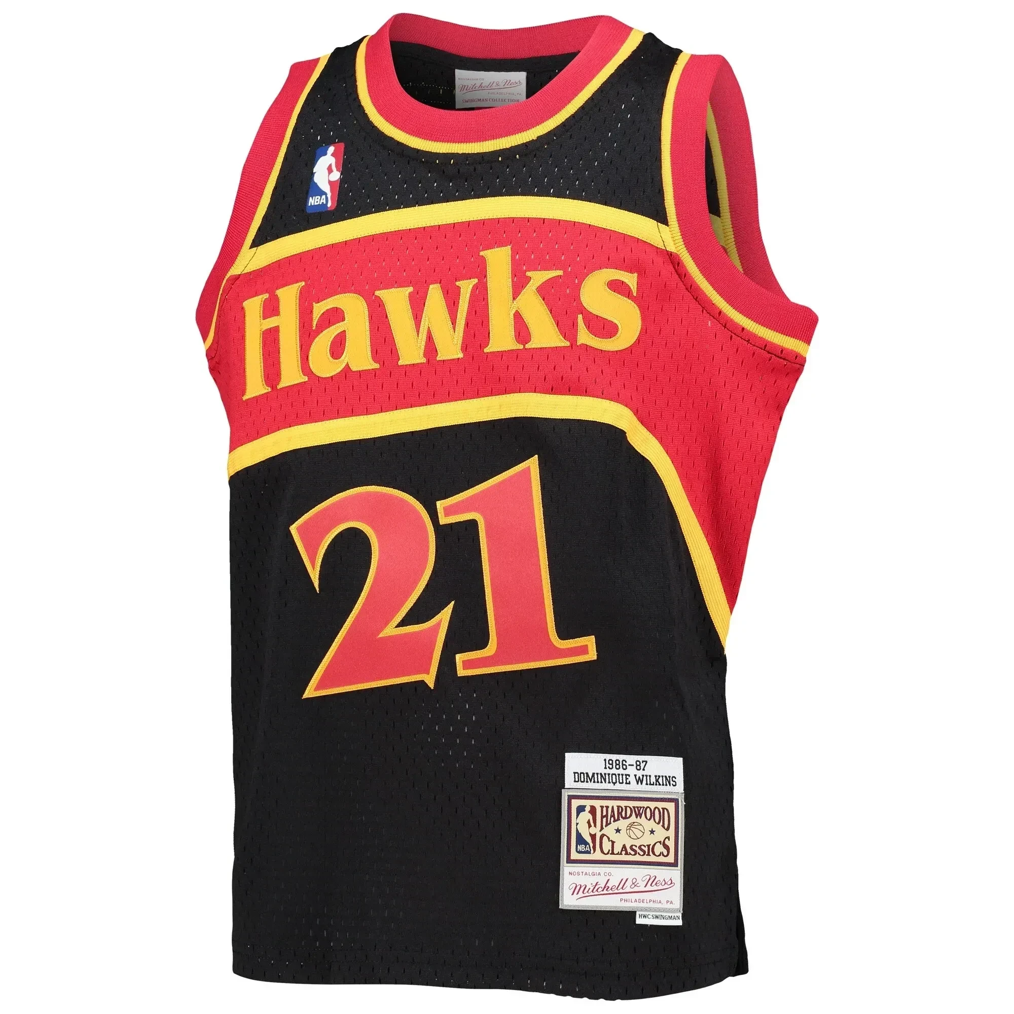 Alternative view of Dominique Wilkins Atlanta Hawks Mitchell & Ness Youth 1986-87 Hardwood Classics Reload Jersey – Black - JS453 