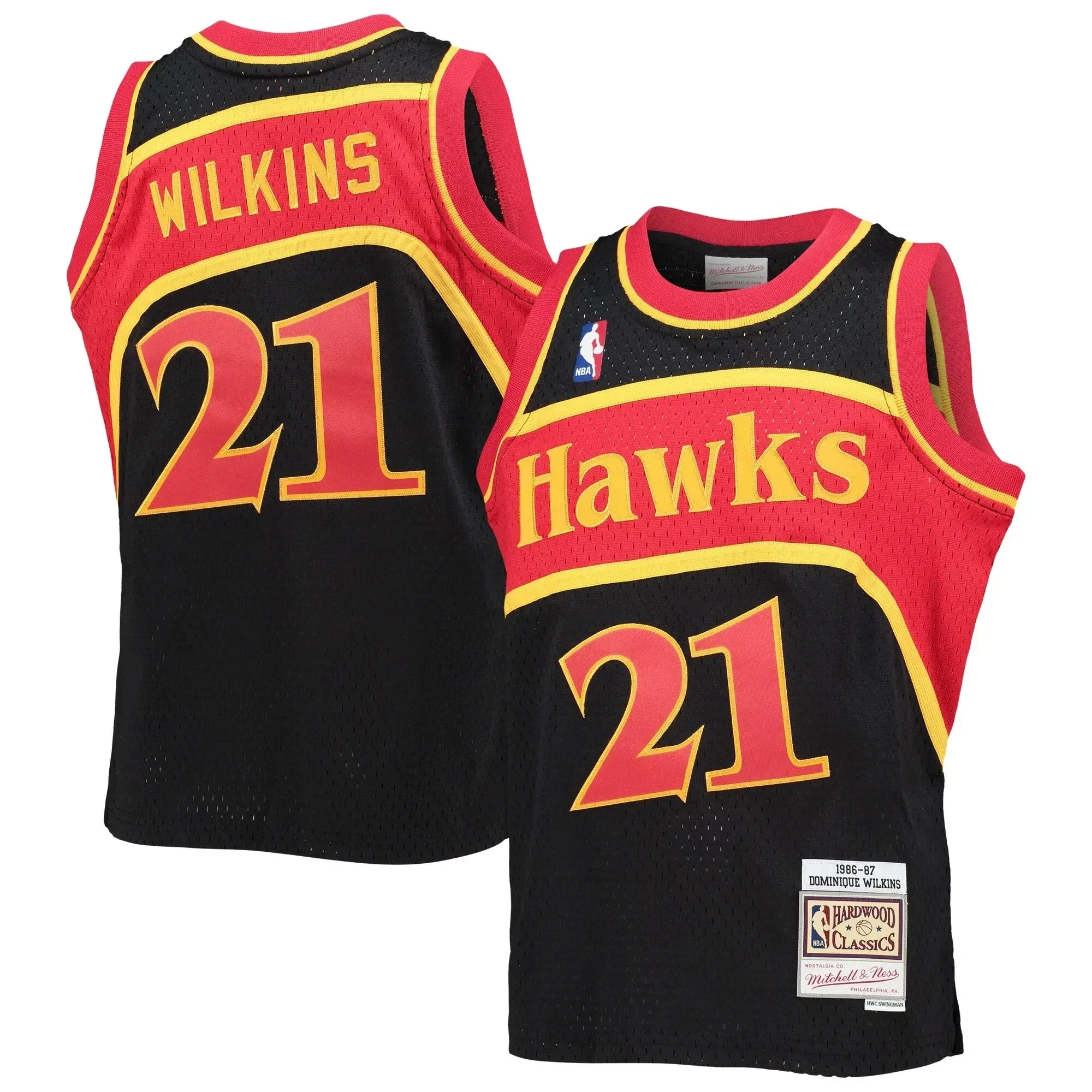 Alternative view of Dominique Wilkins Atlanta Hawks Mitchell & Ness Youth 1986-87 Hardwood Classics Reload Jersey – Black - JS857 