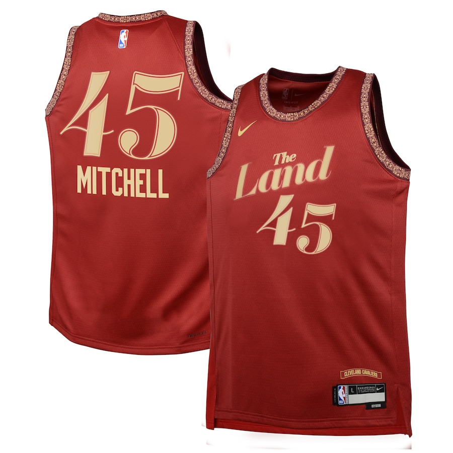 Donovan Mitchell 45 Cleveland Cavaliers 2023/24 City Edition Swingman YOUTH Jersey - Wine - JS535