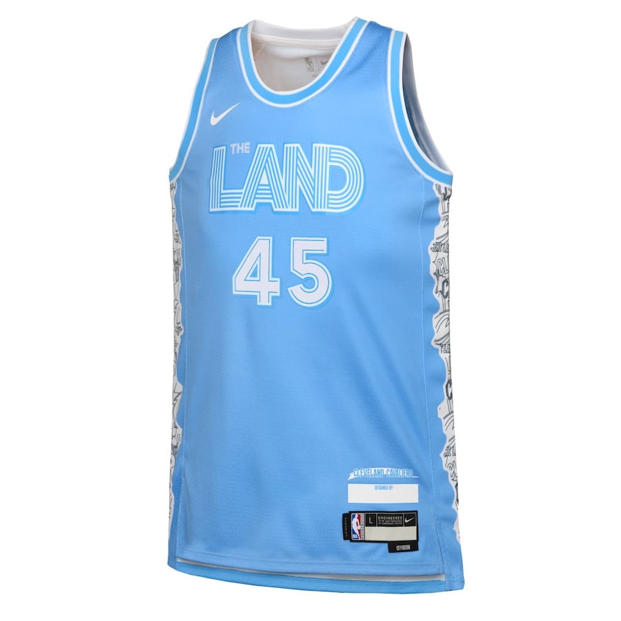Alternative view of Donovan Mitchell 45 Cleveland Cavaliers 2024/25 Swingman Player YOUTH Jersey - City Edition - Light Blue - JS440