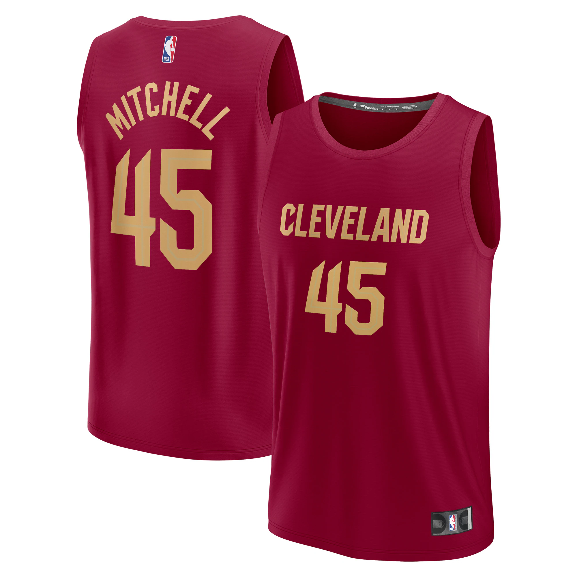 Alternative view of Donovan Mitchell Cleveland Cavaliers Fanatics Branded 2022/23 Fast Break Replica Jersey - Icon Edition - Wine