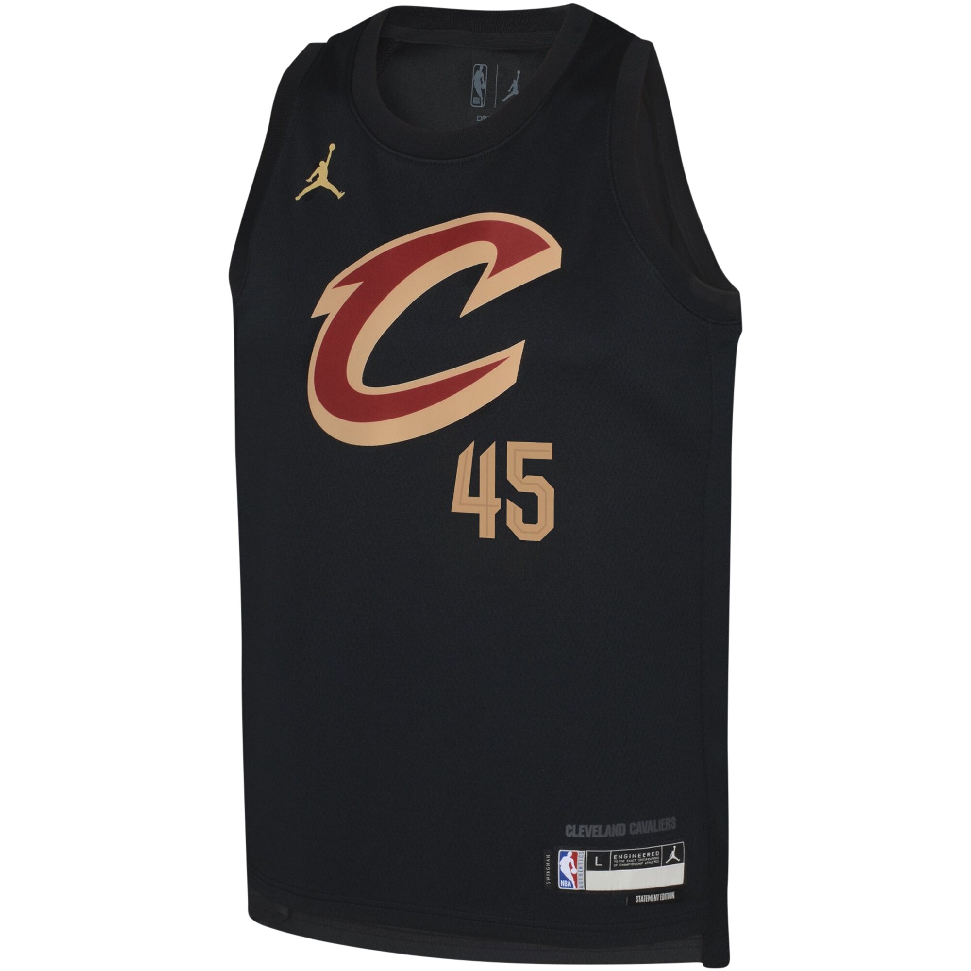 Alternative view of Donovan Mitchell Cleveland Cavaliers Jordan Brand Youth Swingman Jersey - Statement - Black