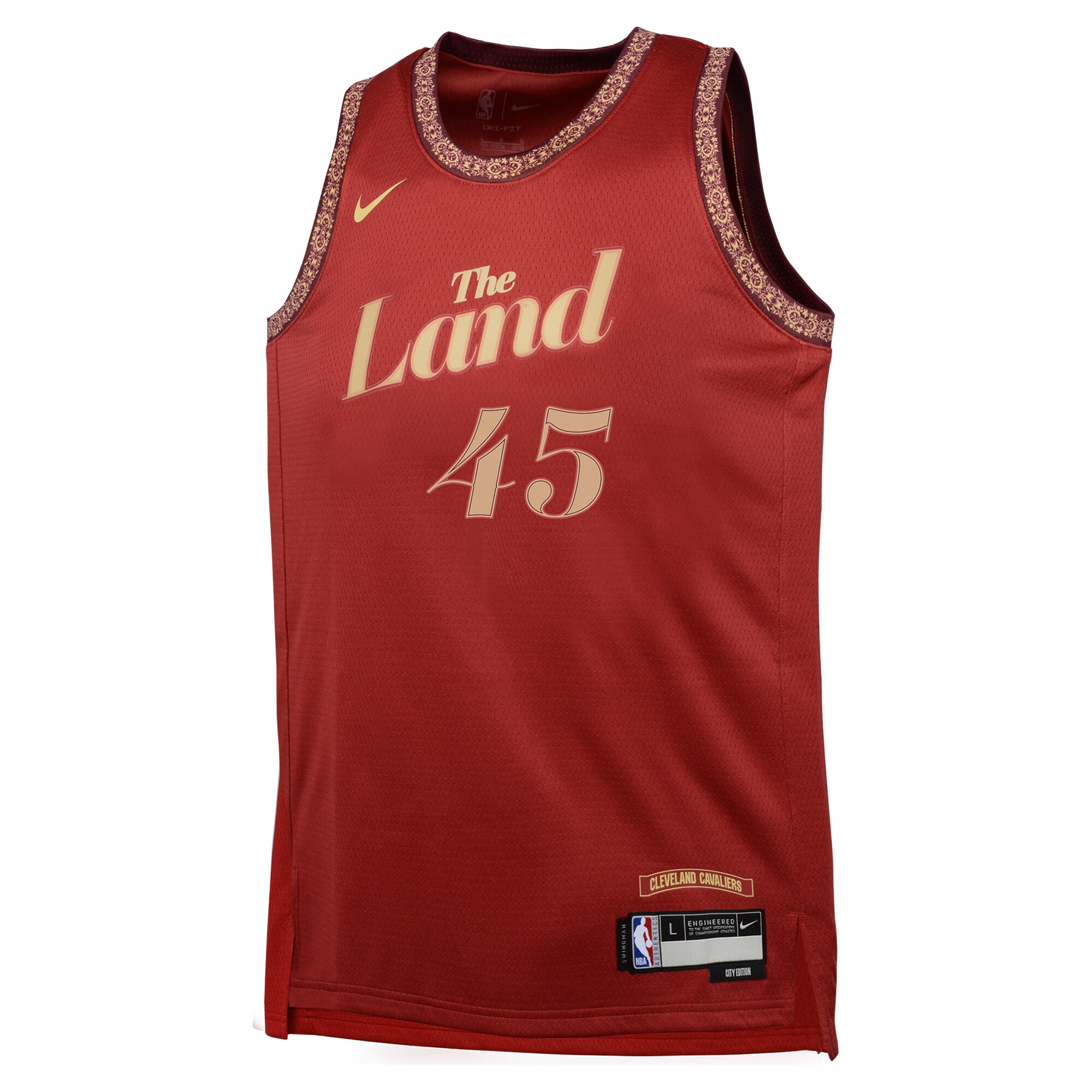 Alternative view of Donovan Mitchell Cleveland Cavaliers Youth Swingman Replica Jersey - City Edition - Wine