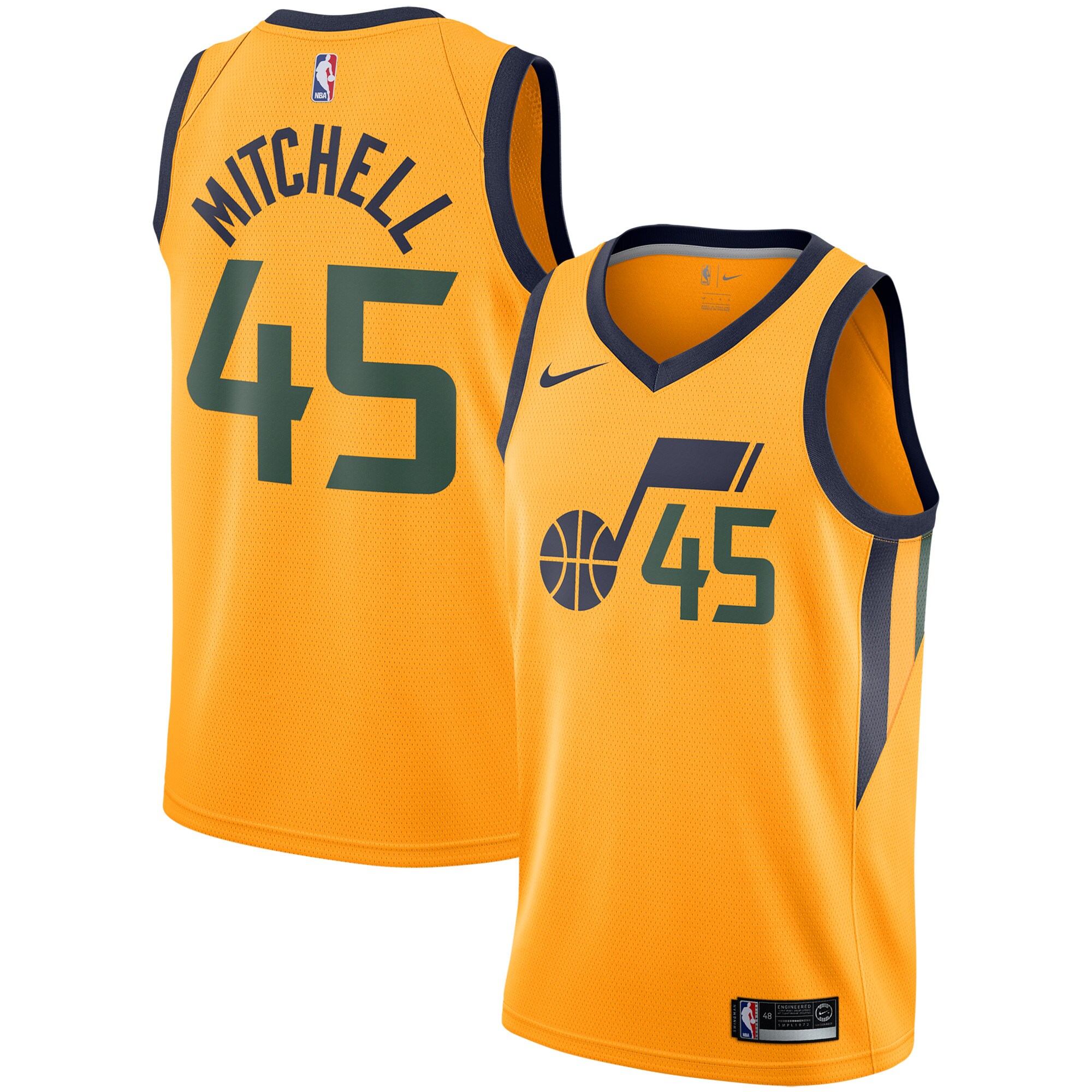 Alternative view of Donovan Mitchell Utah Jazz Replica Swingman Jersey – Statement Edition – Gold