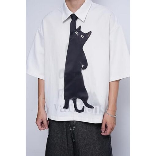 Animals Ties - Black Lucky Cat Tie, Silk Tie, Novelty Tie, Unique Tie. - Image 3