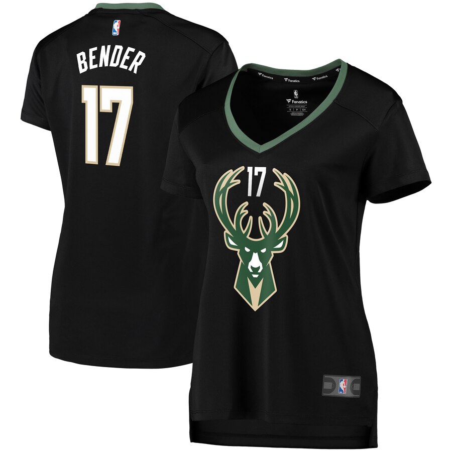 Dragan Bender Milwaukee Bucks Fanatics Branded Women's Fast Break Replica Jersey Black - Statement Edition