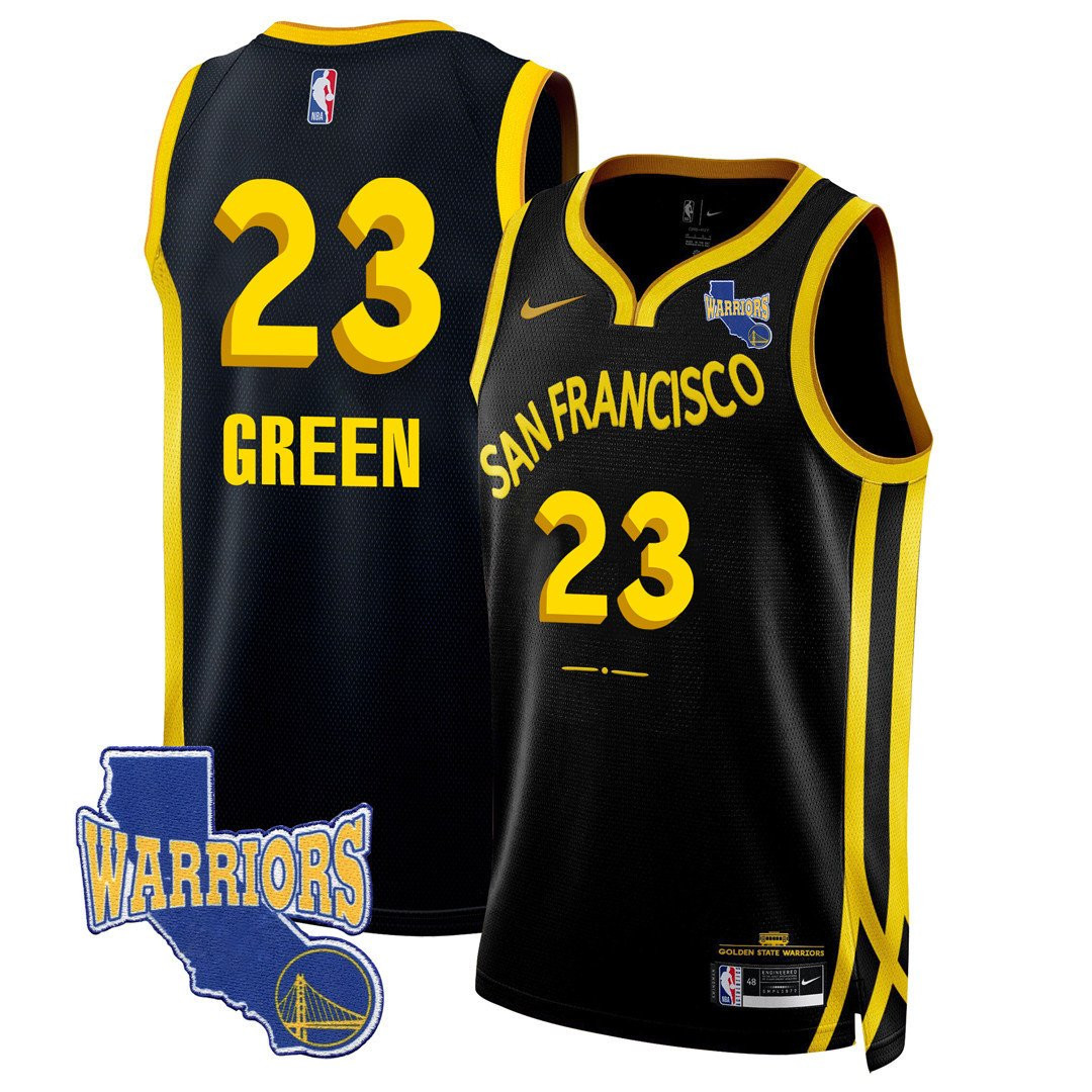 Draymond Green 23 Golden State Warriors California Patch 2023/24 City Edition Swingman Jersey - Black - JS608 