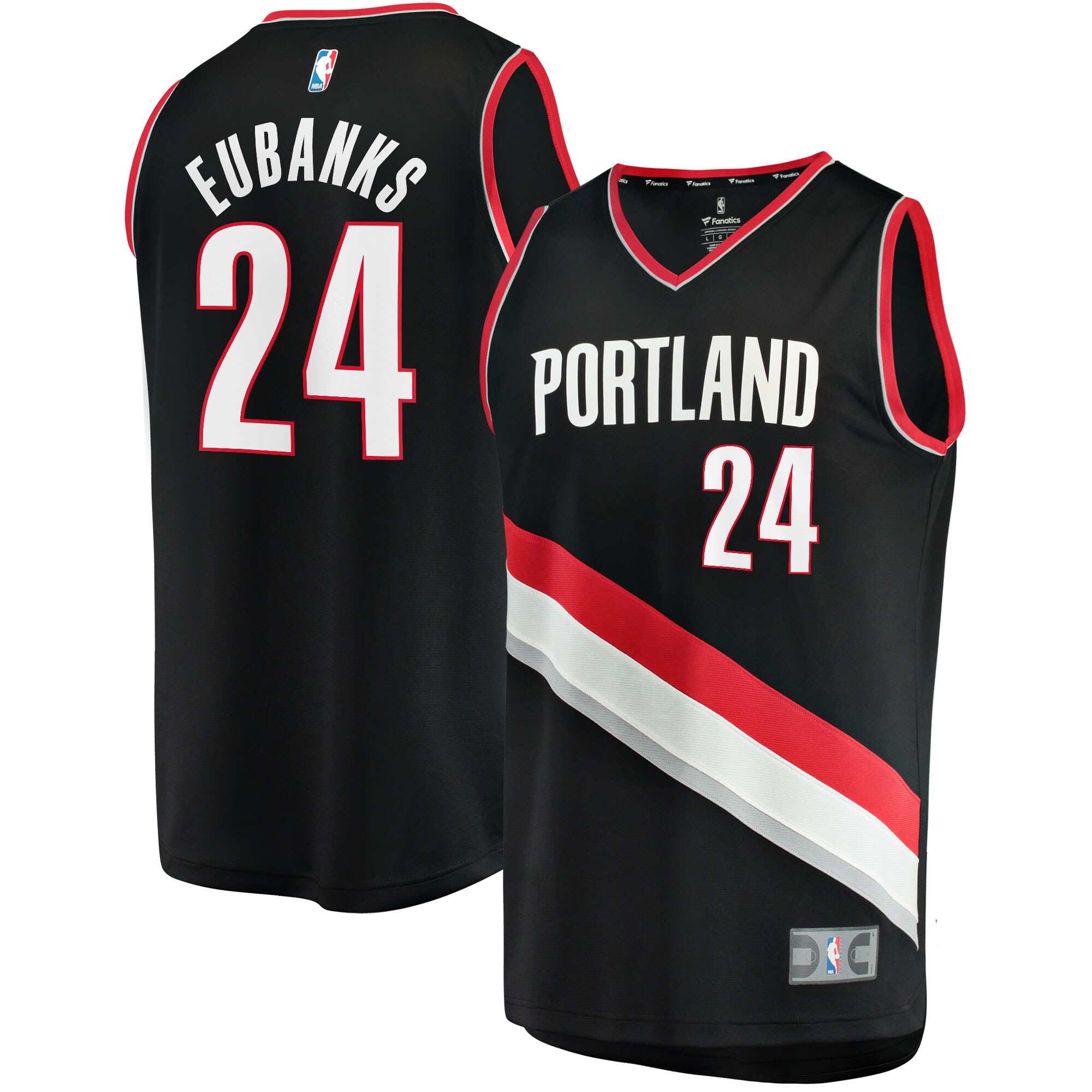 Alternative view of Drew Eubanks Portland Trail Blazers Fanatics Branded 2022/23 Fast Break Replica Player Jersey - Icon - Black
