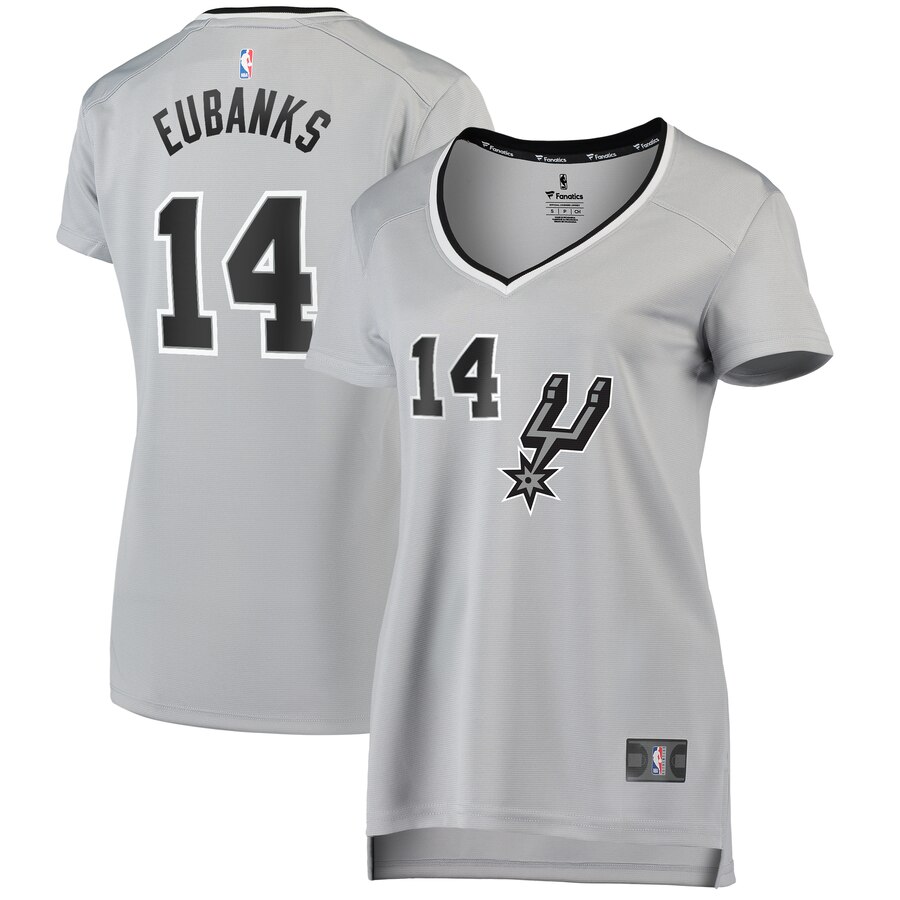 Drew Eubanks San Antonio Spurs Fanatics Branded Women's Fast Break Replica Player Jersey - Statement Edition - Silver