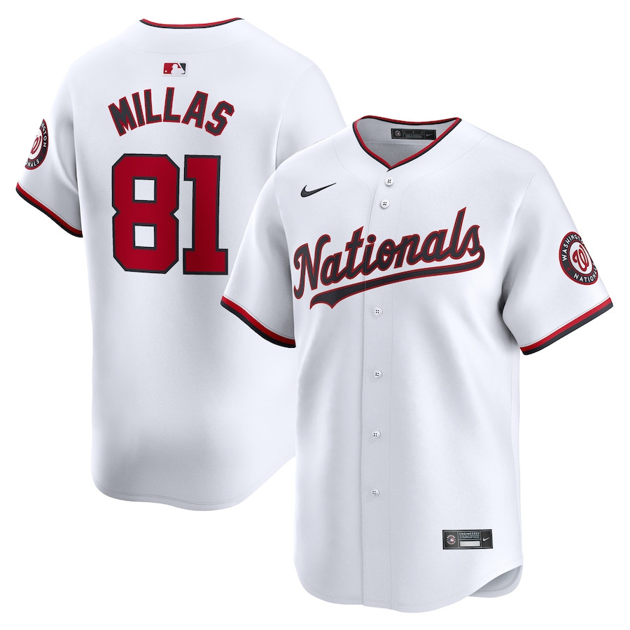 Drew Millas 81 Washington Nationals Home Limited Player Men Jersey - White - JS694 