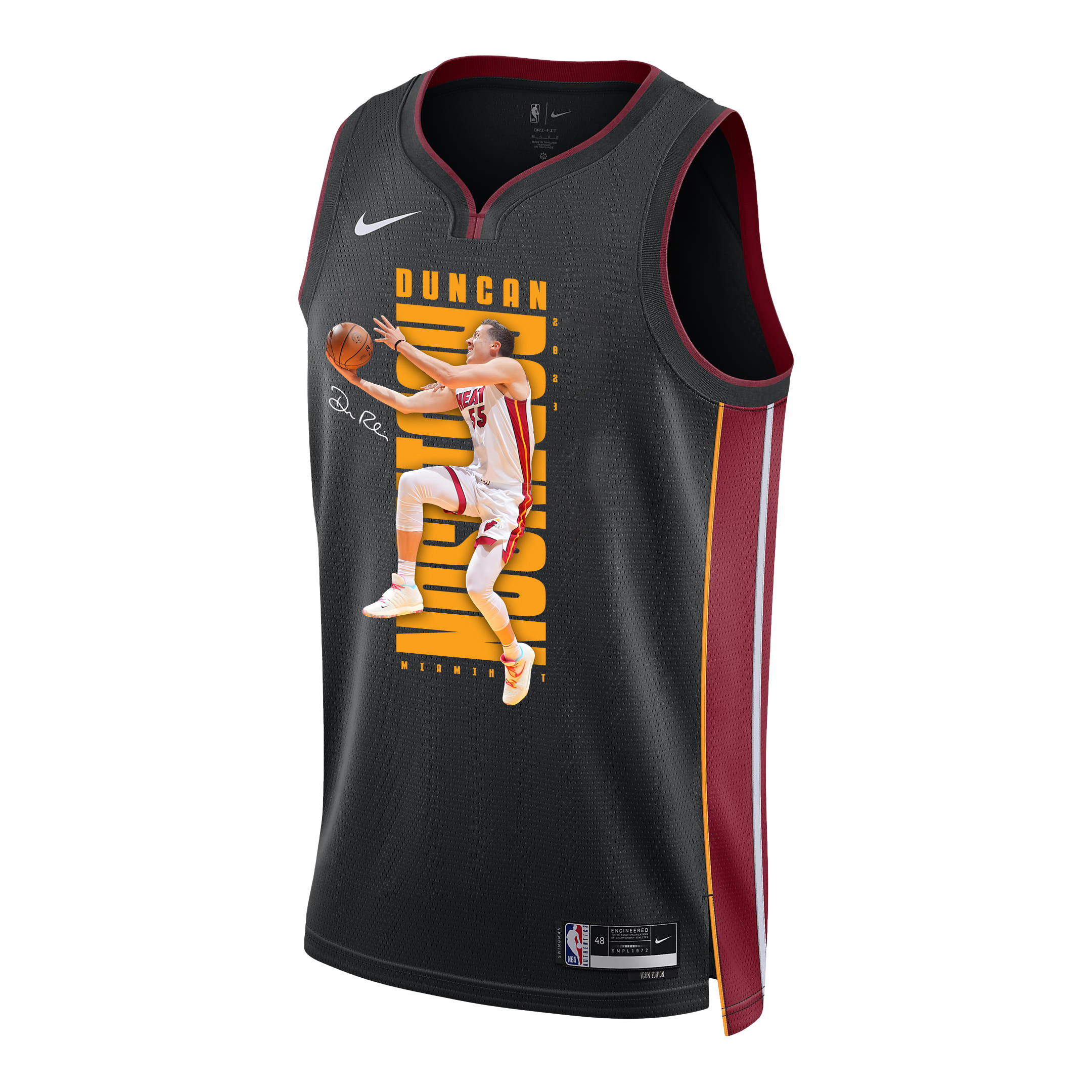 Alternative view of Duncan Robinso 55 Miami Heat Shooting Flair 2023 NBA Champions Swingman Jersey - Black - JS842 