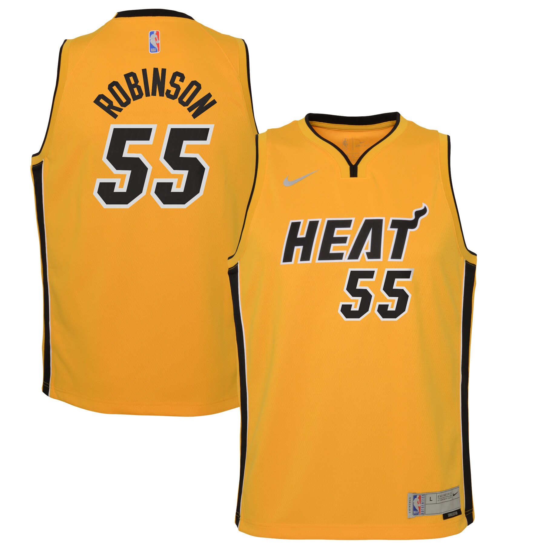 Alternative view of Duncan Robinson Miami Heat Youth 2020/21 Swingman Player Jersey Trophy Gold – Earned Edition