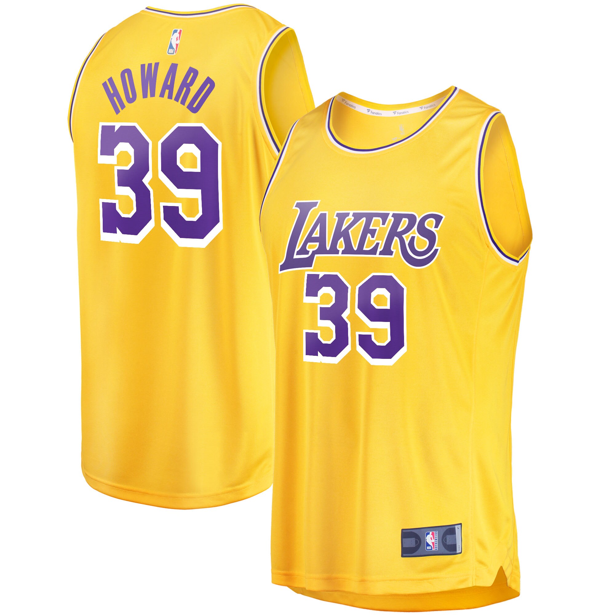 Alternative view of Dwight Howard Los Angeles Lakers Fanatics Branded 2021/22 Fast Break Replica Jersey - Icon Edition - Gold