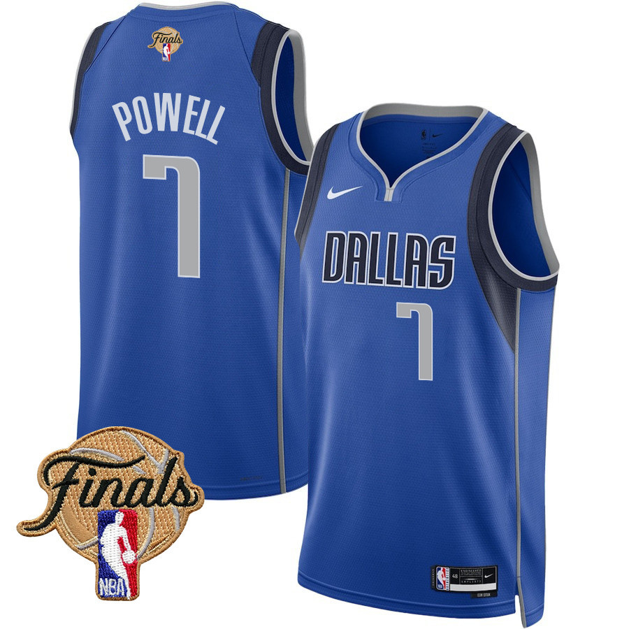 Dwight Powell 7 Dallas Mavericks 2024 FINALS PATCH Swingman Jersey - Icon Edition - Blue - JS323 