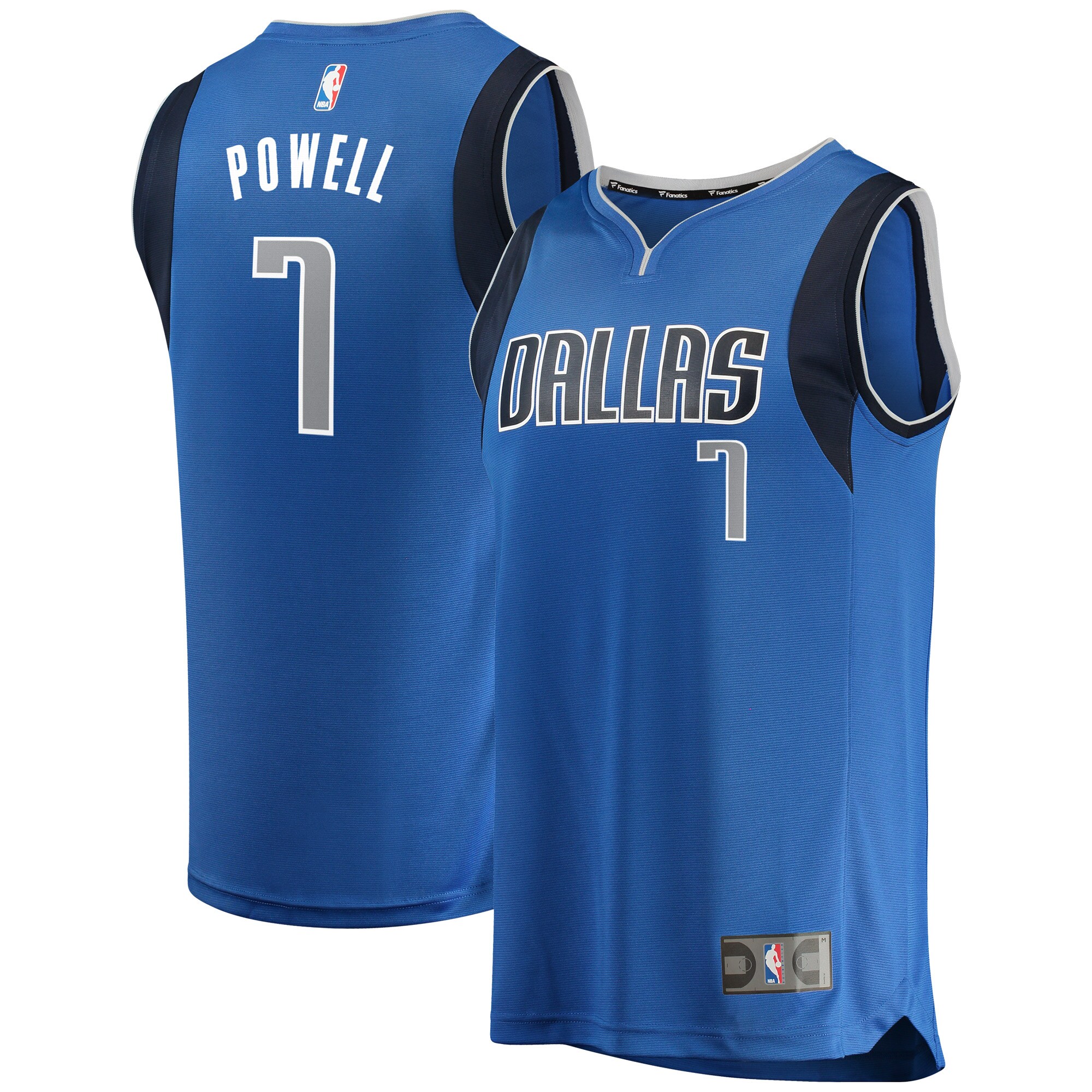 Alternative view of Dwight Powell Dallas Mavericks Fanatics Branded Fast Break Replica Team Color Player Jersey Royal - Icon Edition