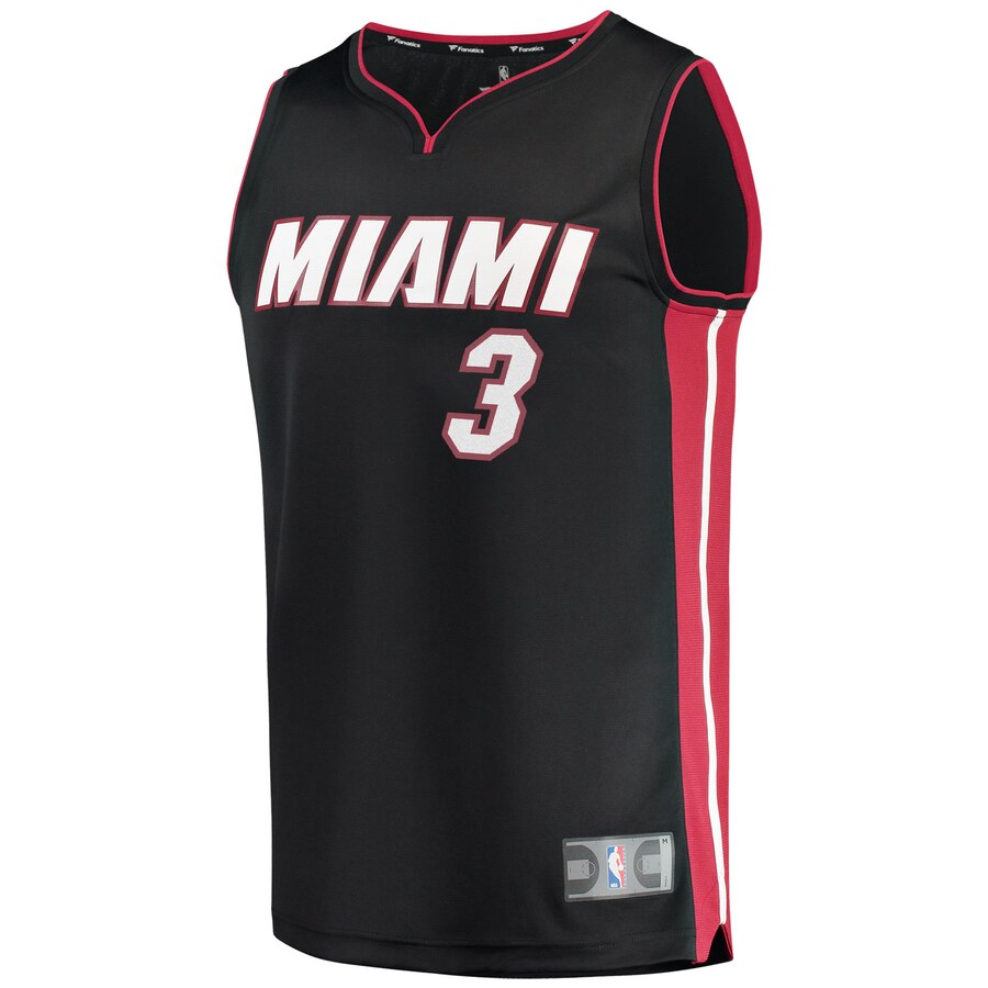 Alternative view of Dwyane Wade Miami Heat Fanatics Branded Fast Break Replica Jersey Black - Icon Edition