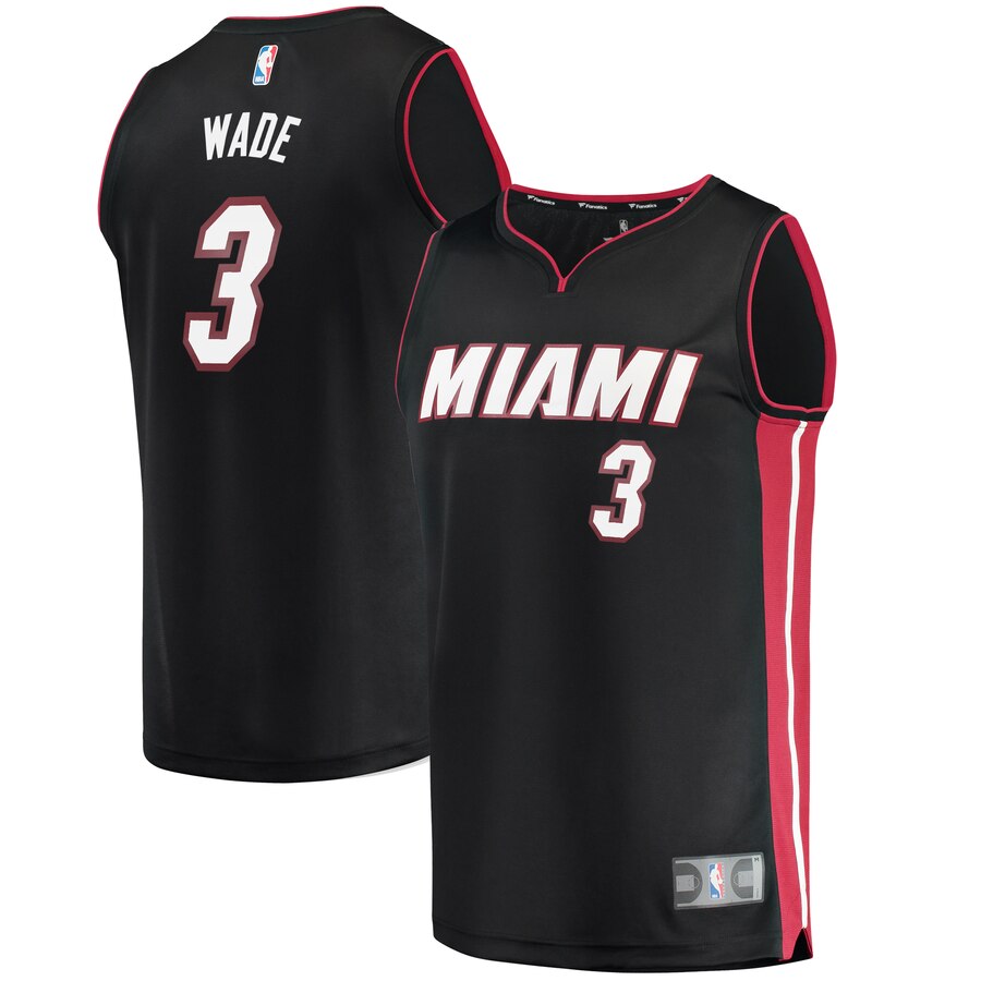 Dwyane Wade Miami Heat Fanatics Branded Youth Fast Break Road Jersey Black - Icon Edition