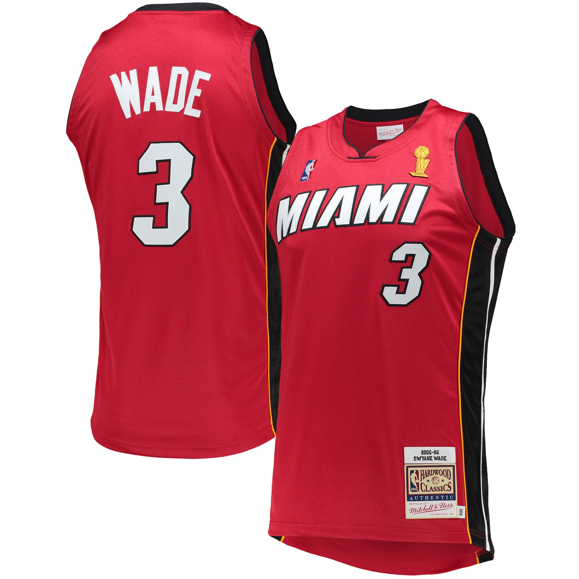 Alternative view of Dwyane Wade Miami Heat Mitchell & Ness 2005-06 Hardwood Classics Authentic Jersey - Red