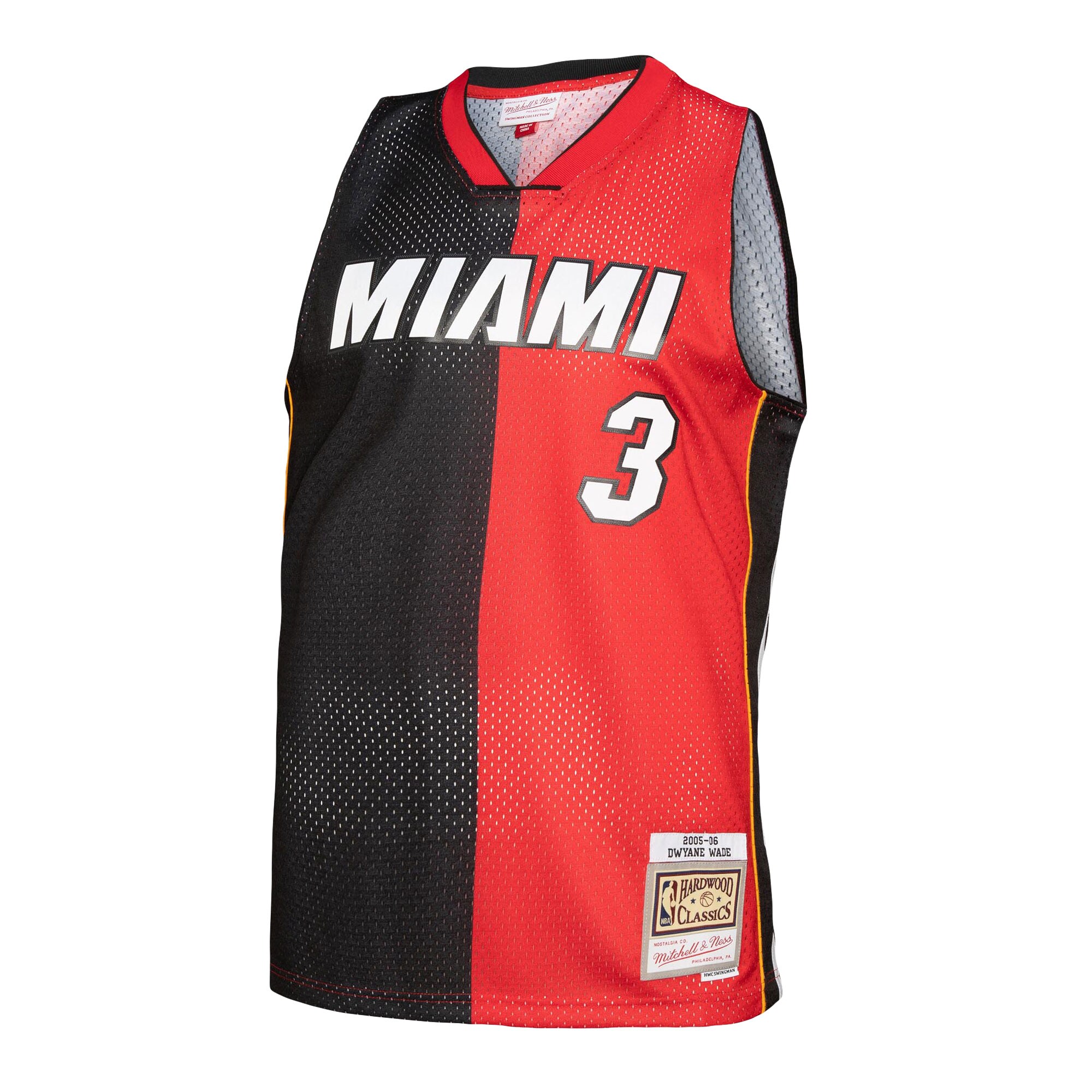 Alternative view of Dwyane Wade Miami Heat Mitchell & Ness Hardwood Classics 2005/06 Split Swingman Jersey - Black/red