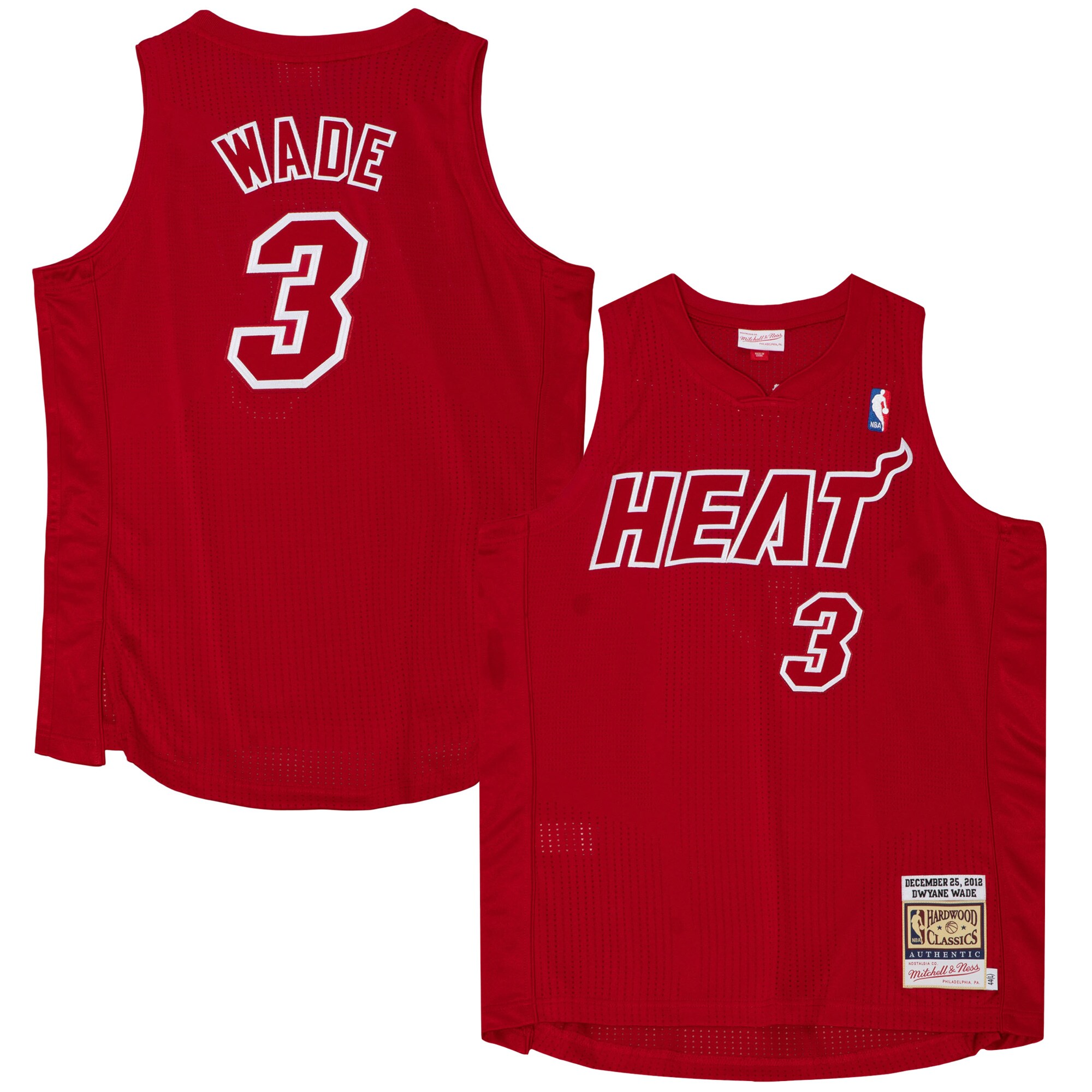 Alternative view of Dwyane Wade Miami Heat Mitchell & Ness 2012 Authentic Player Jersey - Scarlet