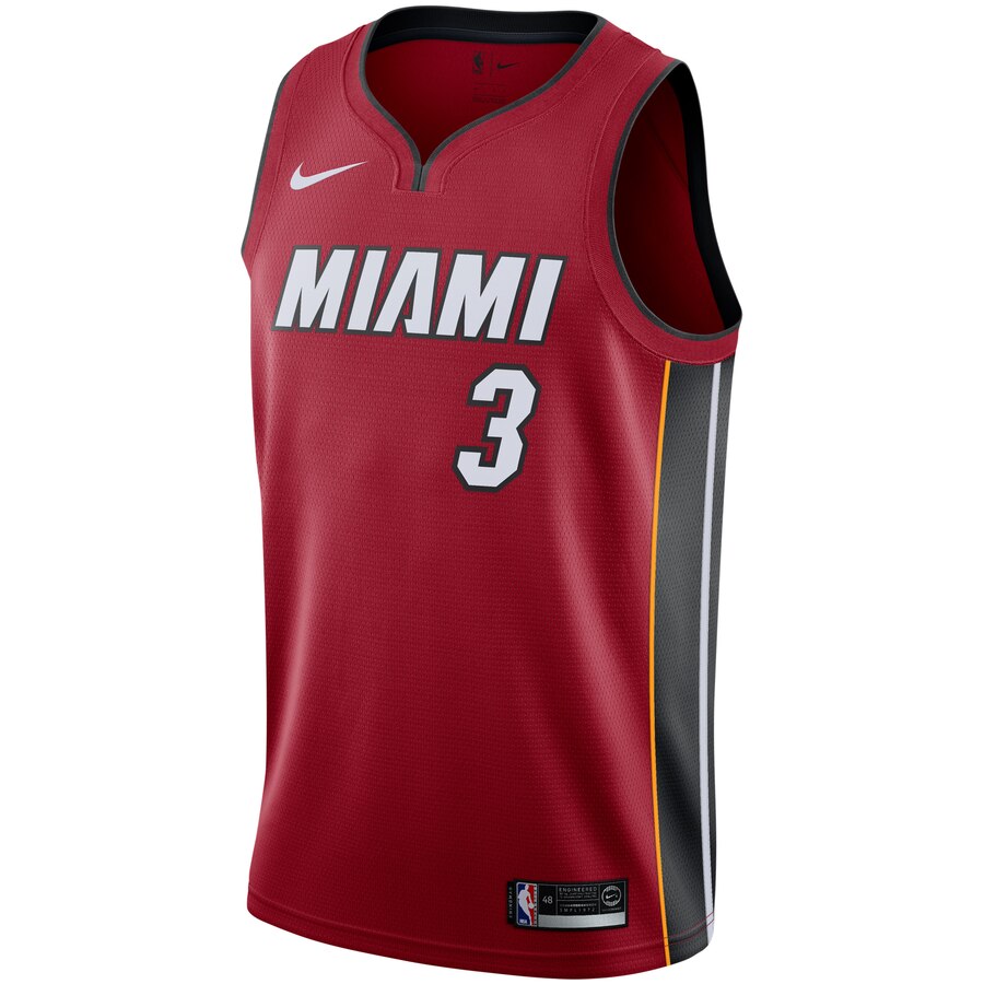 Alternative view of Dwyane Wade Miami Heat Replica Swingman Jersey - Statement Edition - Red