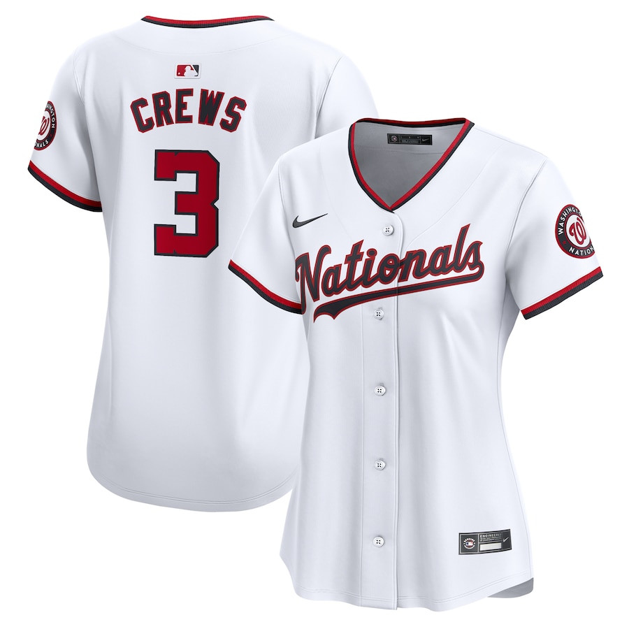 Dylan Crews 3 Washington Nationals Women's Home Limited Player Jersey - White - JS324 