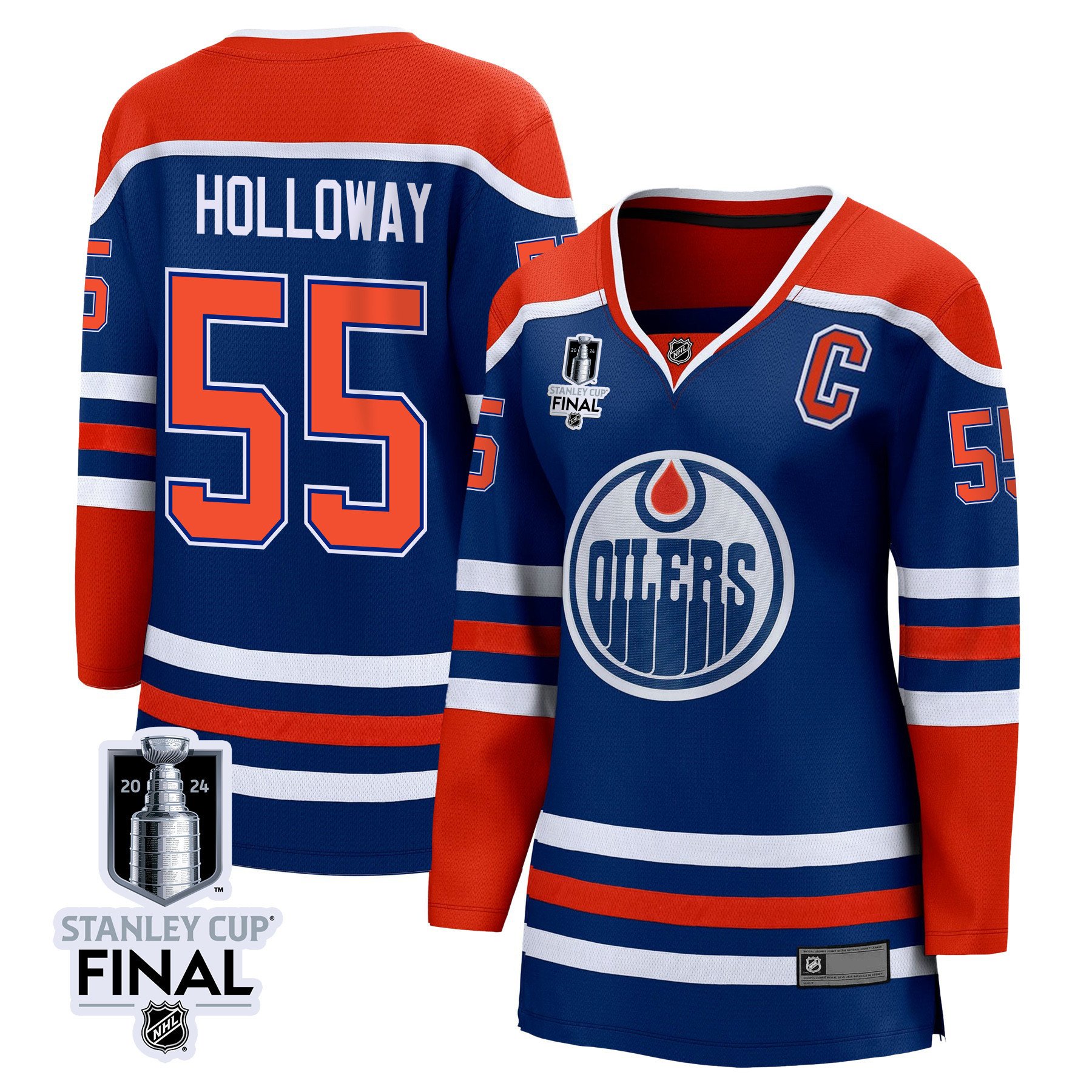 Dylan Holloway 55 Edmonton Oilers 2024 STANLEY CUP Final Women's Home Jersey - Royal - JS469 
