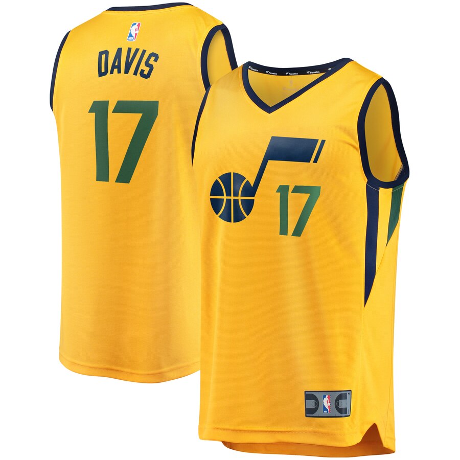 Ed Davis Utah Jazz Fanatics Branded Fast Break Player Jersey – Statement Edition – Gold