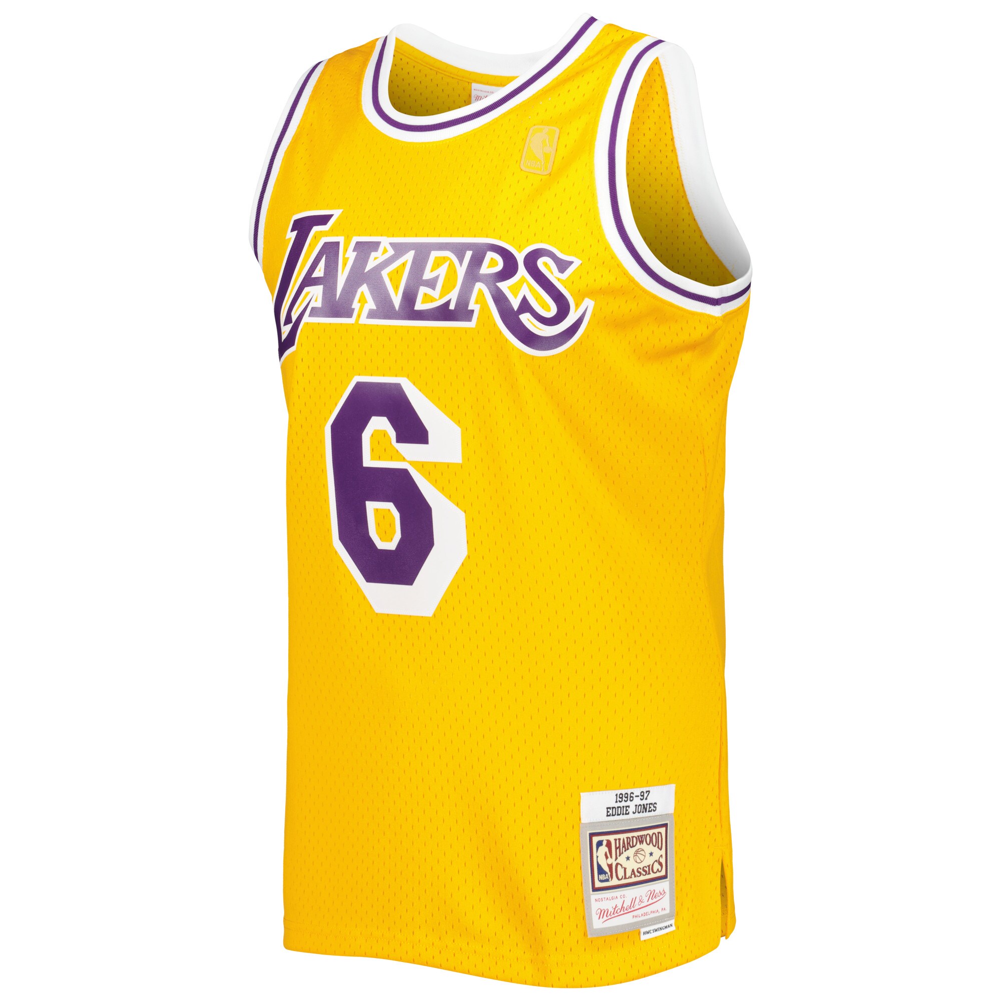 Alternative view of Eddie Jones Los Angeles Lakers Mitchell & Ness 1996/97 Hardwood Classics Swingman Jersey - Gold