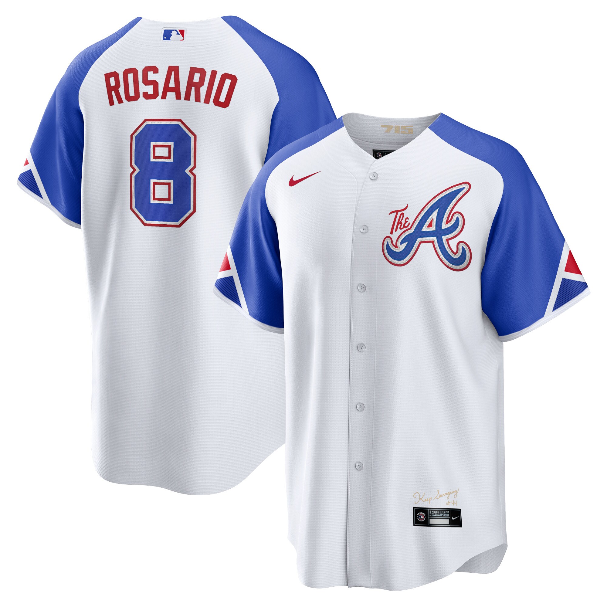 Alternative view of Eddie Rosario Atlanta Braves 2023 City Connect Replica Player Jersey - White
