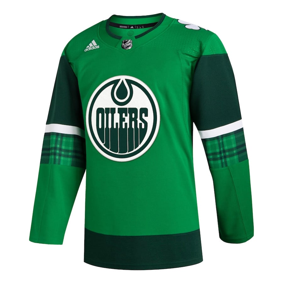 Alternative view of Edmonton Oilers 2023 St. Patrick's Day Primegreen Men Jersey - Kelly Green - JS843 