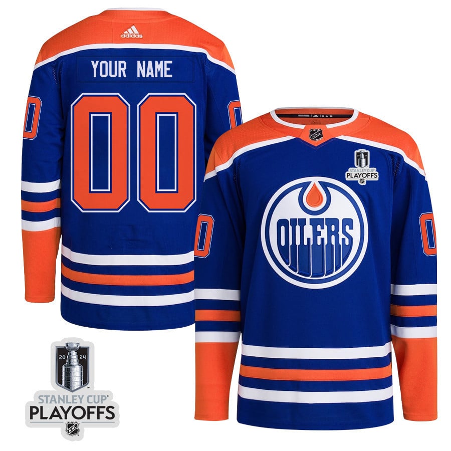 Edmonton Oilers 2024 NHL Playoffs Patch Home Jersey Customized - Men - JS666 