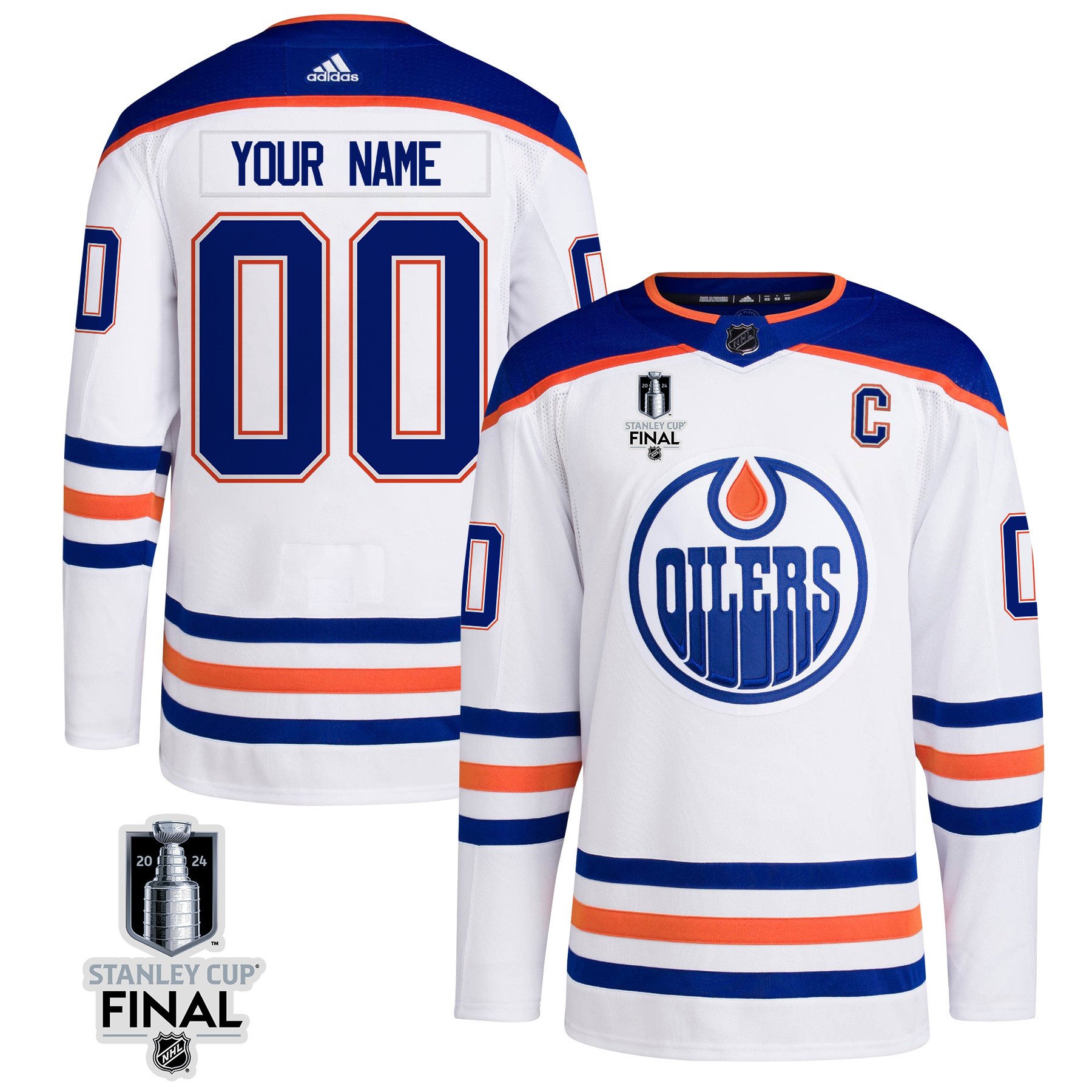 Edmonton Oilers 2024 STANLEY CUP Final Away Jersey Customized - Men, White - JS620 