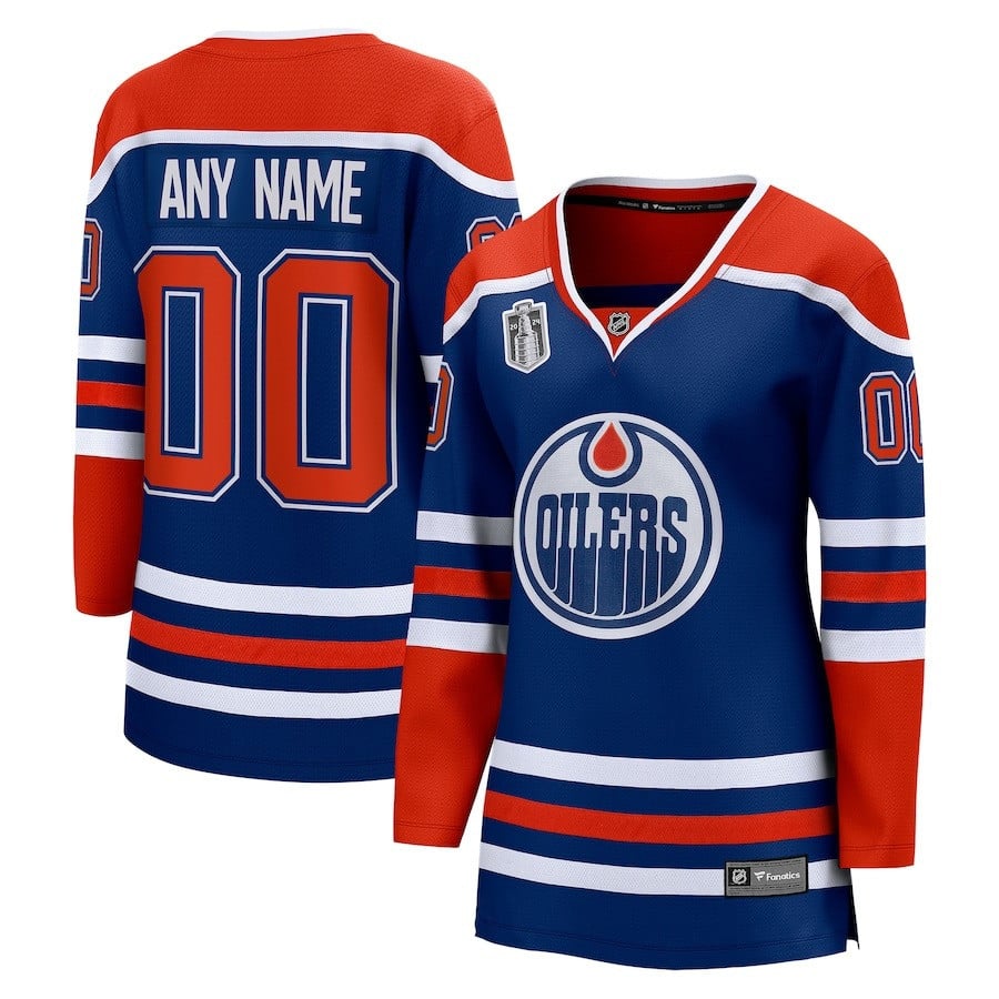 Edmonton Oilers 2024 Stanley Cup Final Home Breakaway Custom Name Jersey - Royal, Women - JS538 