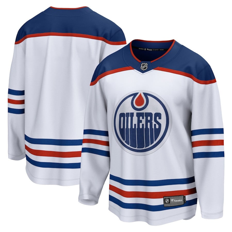 Edmonton Oilers Away Breakaway Jersey - Men, White - JS113 