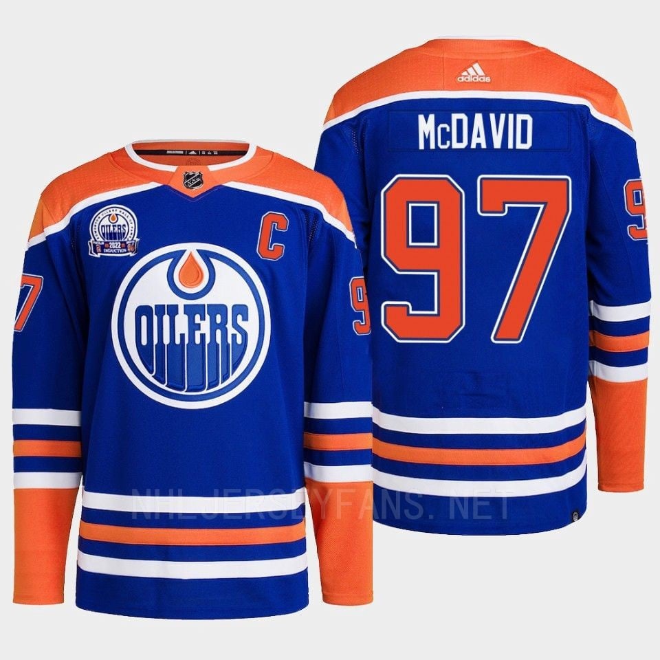 Edmonton Oilers Connor McDavid 97 Royal Primegreen Lee Ryan Hall Of Fame Patch Jersey 2022 - JS648 