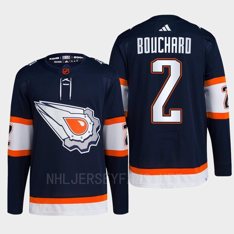 Edmonton Oilers Evan Bouchard 2 Navy Primegreen Reverse Retro 2.0 Jersey 2022 - JS850 