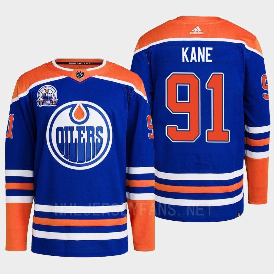 Edmonton Oilers Evander Kane 91 Royal Primegreen Lee Ryan Hall Of Fame Patch Jersey 2022 - JS310 