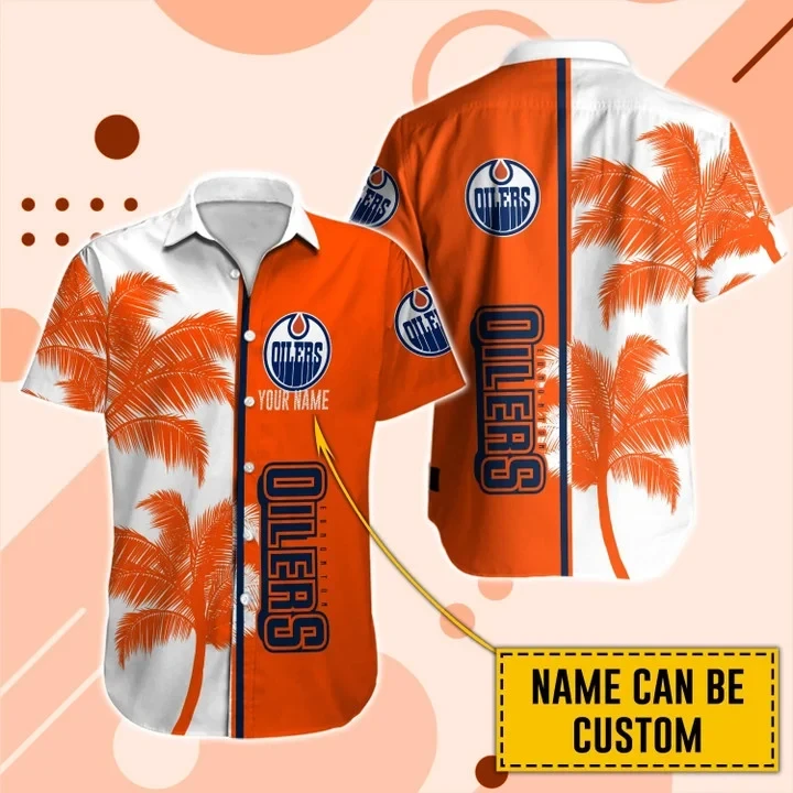 Alternative view of Edmonton Oilers Hawaiian Shirt And Set - Customized - JS412 