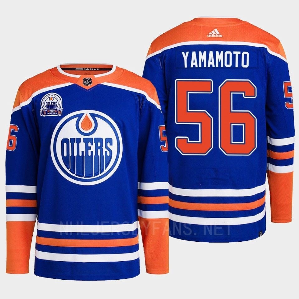 Edmonton Oilers Kailer Yamamoto 56 Royal Primegreen Lee Ryan Hall Of Fame Patch Jersey 2022 - JS623 