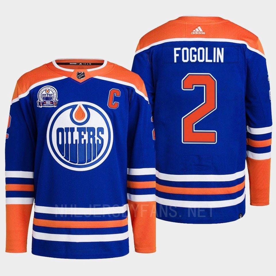 Edmonton Oilers Lee Fogolin 2 Royal Primegreen Hall Of Fame Patch Jersey 2022 - JS636 