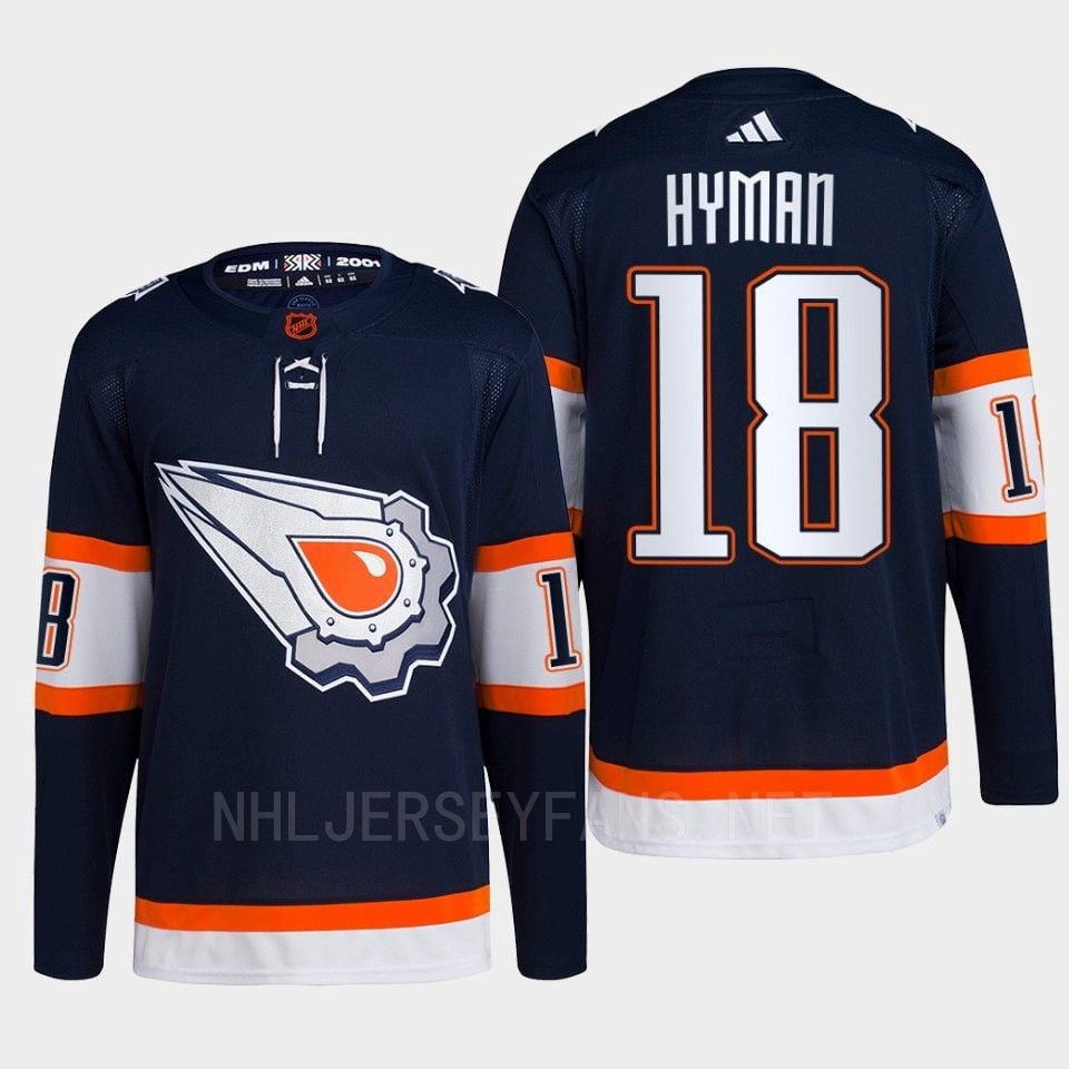 Edmonton Oilers Zach Hyman 18 Navy Primegreen Reverse Retro 2.0 Jersey 2022 - JS480 
