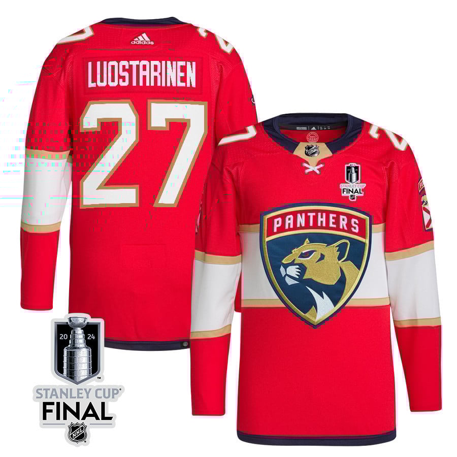 Eetu Luostarinen 27 Florida Panthers 2024 STANLEY CUP Final Home Breakaway Jersey - Men, Red - JS174 