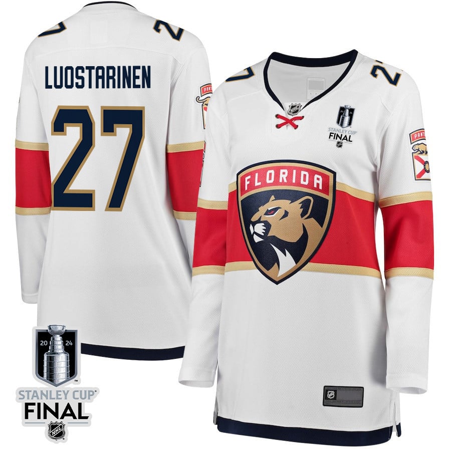 Eetu Luostarinen 27 Florida Panthers 2024 STANLEY CUP Final Women's Away Breakaway Jersey - White - JS750 