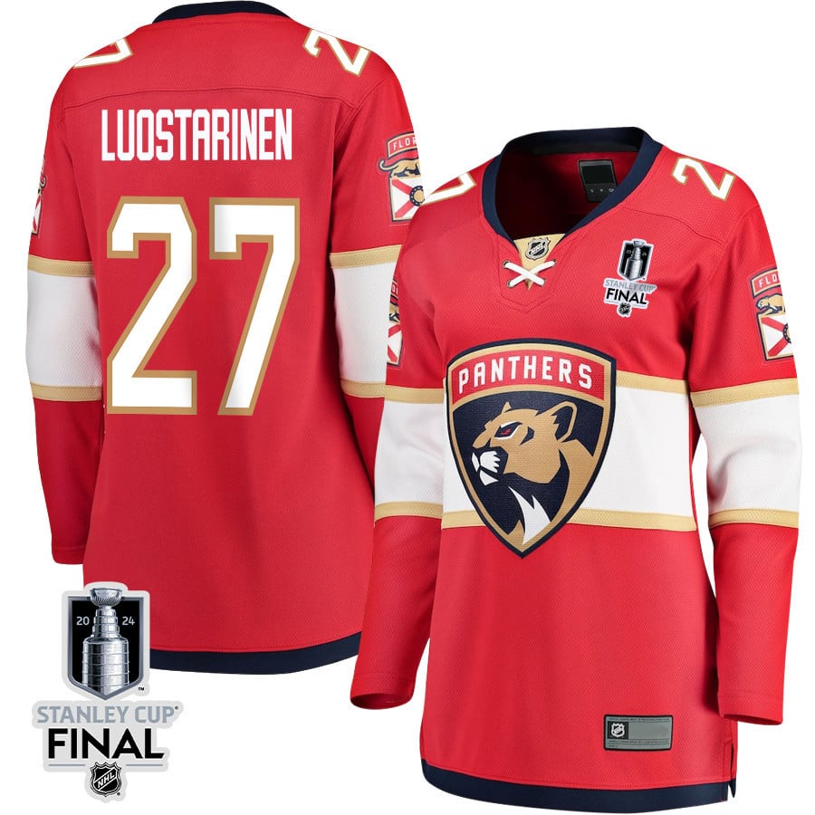 Eetu Luostarinen 27 Florida Panthers 2024 STANLEY CUP Final Women's Home Breakaway Jersey - Red - JS114 